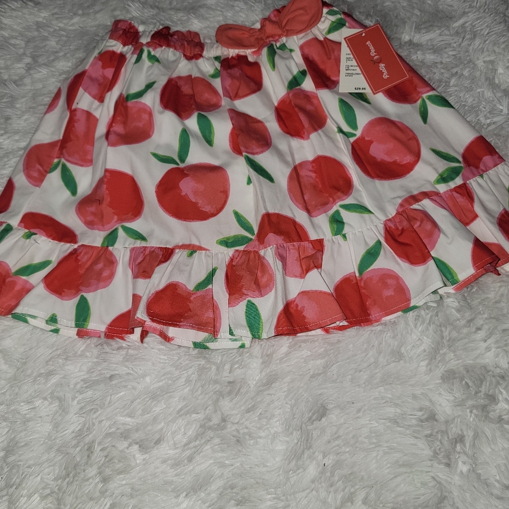 Gymboree White Skort with Red Peach Print and Green Leaves